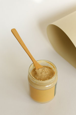 Texture close up Almond Butter or Peanut butterの写真素材