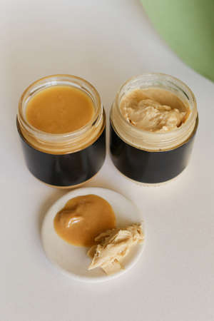 Peanut or Almond Butter in jarの写真素材