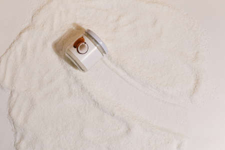 Natural coconut oil and coconutsの写真素材