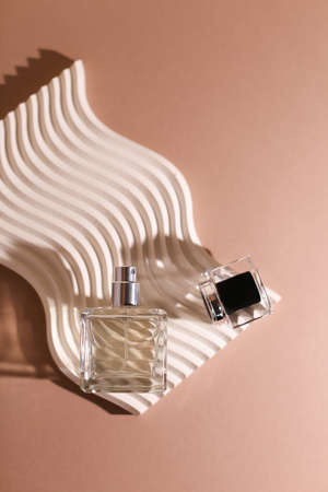 perfume bottle on the neutral modern backgroundの写真素材