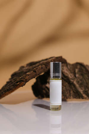 perfume bottle on the neutral modern backgroundの写真素材