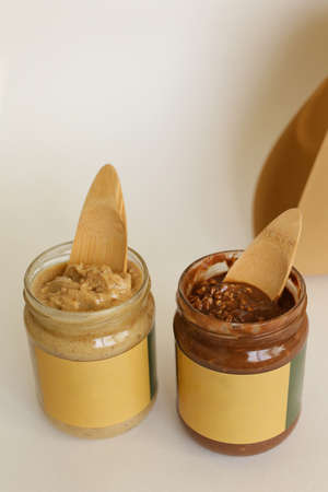 Texture close up Almond Butter or Peanut butterの写真素材