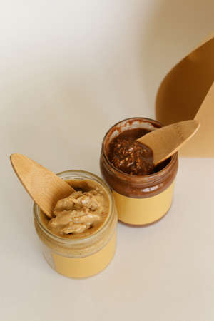 Texture close up Almond Butter or Peanut butterの写真素材