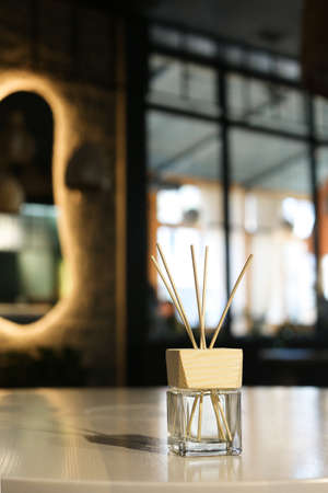 Herbal and oil treatment equipment in relaxing spa scene.の写真素材
