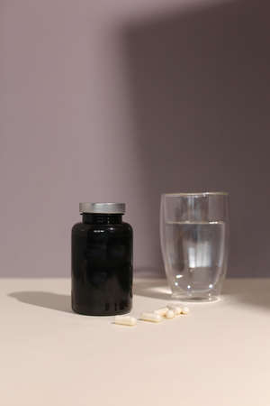 dietary supplements on neutral backgroundの写真素材