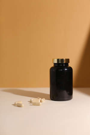 dietary supplements on neutral backgroundの写真素材