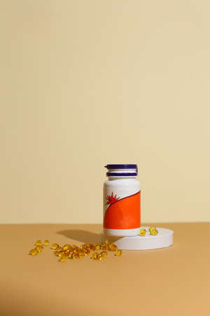 dietary supplements on neutral backgroundの写真素材