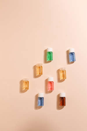 Hair dye kit , samples of different colors on neutral backgroundの写真素材