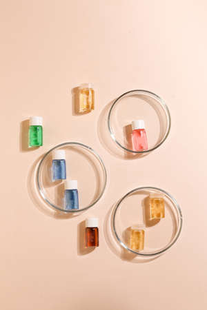 Hair dye kit , samples of different colors on neutral backgroundの写真素材