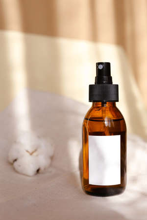 Natural skincare cosmetics, creams and oils on bath background. Plant-based beauty products.の写真素材