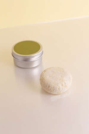 bars of natural soap with dried herbsの写真素材