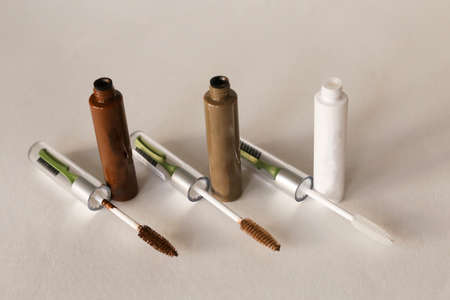 Isolated mascara on neutral backfround. Open with brush, blackの写真素材