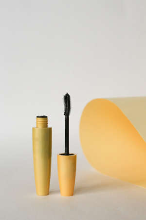 Isolated mascara on neutral backfround. Open with brush, blackの写真素材