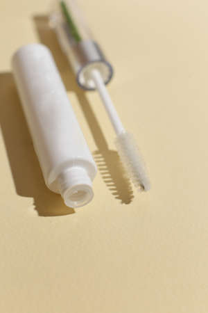 Isolated mascara on neutral backfround. Open with brush, blackの写真素材