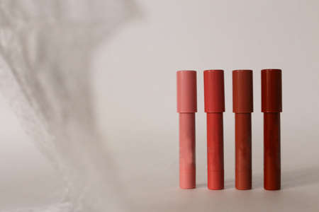 homemade natural organic ingredients lip balm. Handmade lip balm and lipstickの写真素材