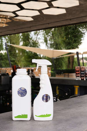 cleaning and sanitation kitchen products cleaning agent, bleach or fabric softenerの写真素材