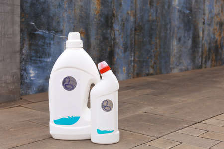 cleaning and sanitation toilets in plastic bottlesの写真素材