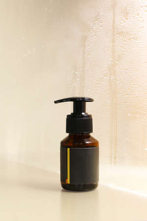 Plastic dispenser jar with body or face creamの写真素材