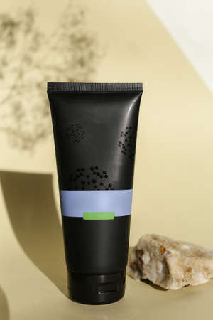 collection of various beauty hygiene tubes on backgroundの写真素材