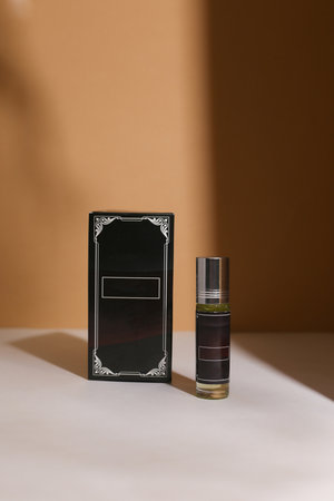 perfume bottle on the neutral modern backgroundの写真素材