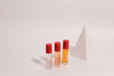 perfume bottle on the neutral modern backgroundの写真素材