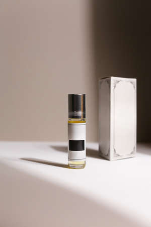 perfume bottle on the neutral modern backgroundの写真素材