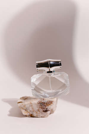 perfume bottle on the neutral modern backgroundの写真素材