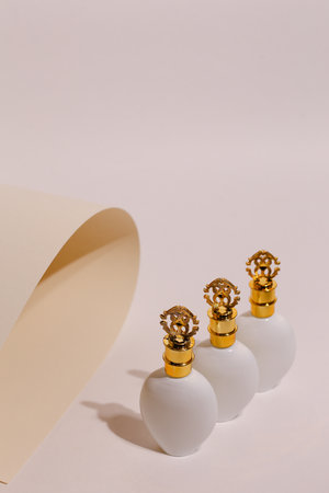 perfume bottle on the neutral modern backgroundの写真素材