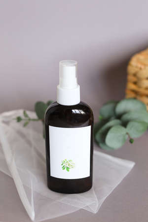Natural Spa Treatment, beauty care products with eucalyptusの写真素材
