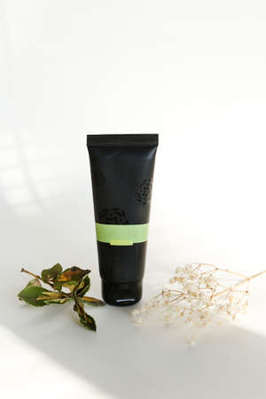 beauty hygiene tubes on backgroundの写真素材