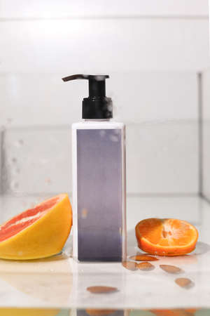 Beauty natural skincare products development concept. Dermatologist cosmetic skincare bottle with...