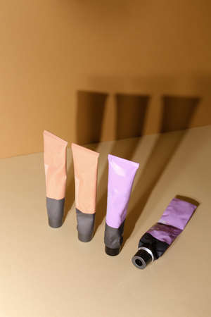 beauty hygiene tubes on background