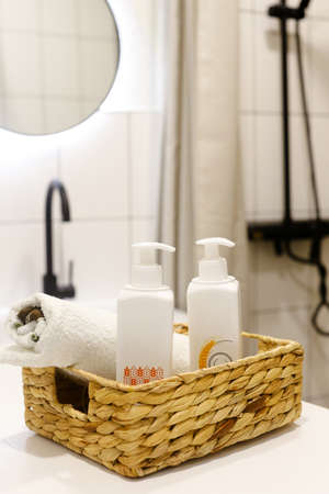 White Plastic dispenser bottles with body cream