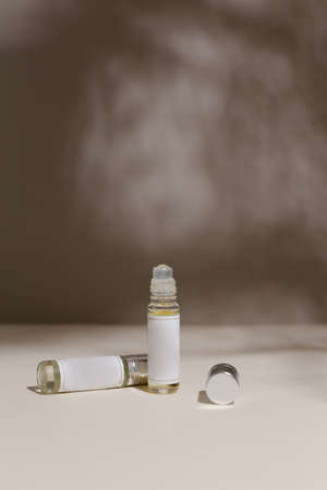 perfume bottle on the neutral modern backgroundの写真素材