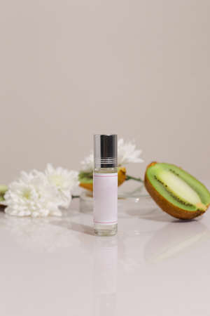 perfume bottle on the neutral modern backgroundの写真素材