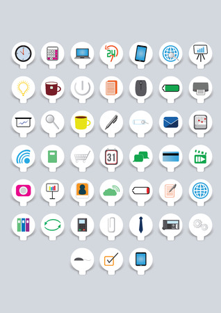 Papercut business iconsのイラスト素材