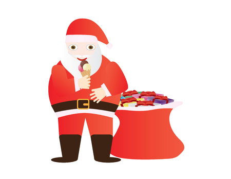 Santa claus eating ice creamのイラスト素材