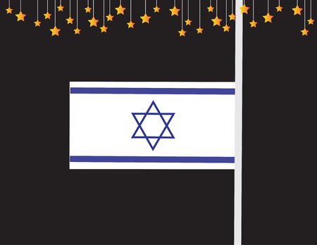 Israel memorial day banner. Israel flag and starsのイラスト素材