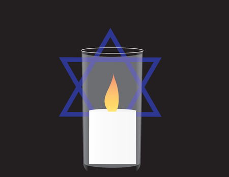Israel memorial day banner, Memorial Candle and the star of david.のイラスト素材