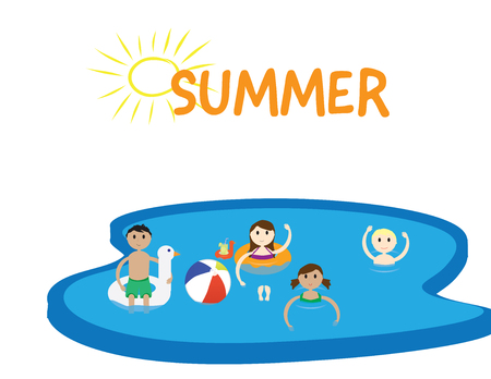 Summer pool party banner with white backgroundのイラスト素材
