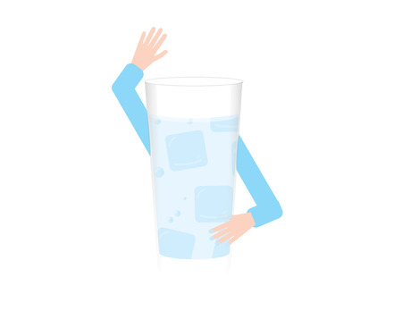 glass of water waving helloのイラスト素材