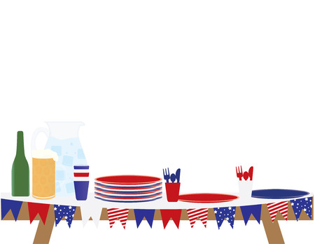 4th of july Picnic tableのイラスト素材