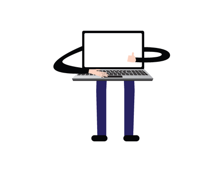 Business Presenter. Laptop with arms and legsのイラスト素材