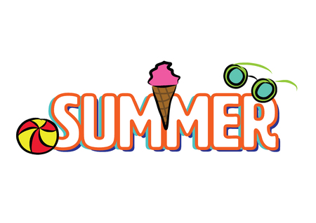 Logo headline summer hand drawn elementsのイラスト素材