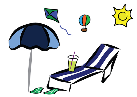 Hand drawn summer vacation color illustration isolated.のイラスト素材