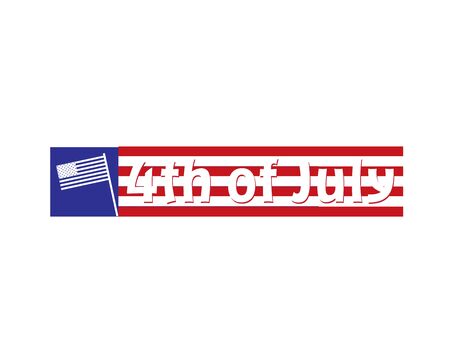 4th of July horizontal banner Text and flag silhouetteのイラスト素材
