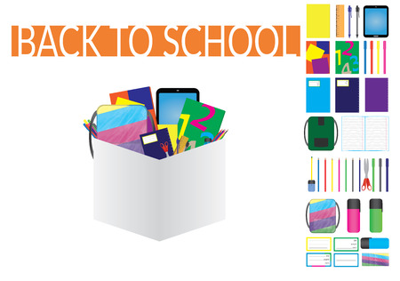 School supplies set and elements vector illustration.のイラスト素材