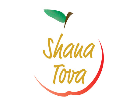 Apple shape Shana Tova Greeting card illustration.のイラスト素材