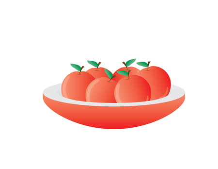 Group of Red apples in white and Red plateのイラスト素材