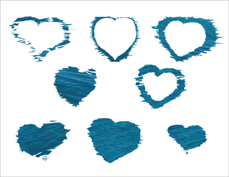 Heart icon set with vector sea textureのイラスト素材